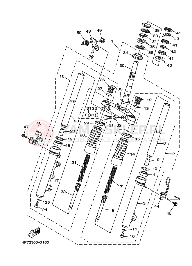 Schemat "Amortyzatory przód" do Yamaha XC125E