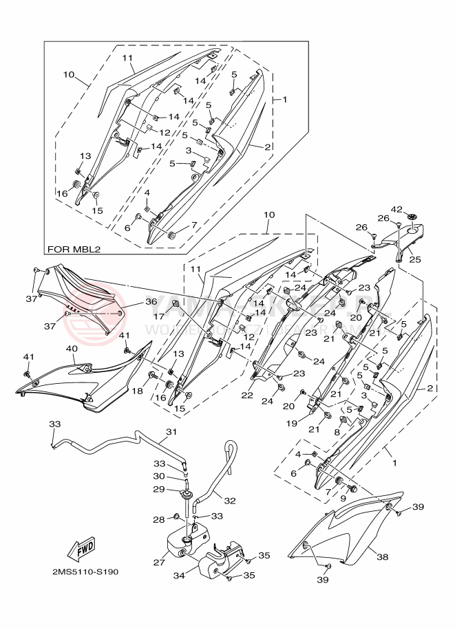 Schemat "Pokrywa boczna" do Yamaha YZF-R3