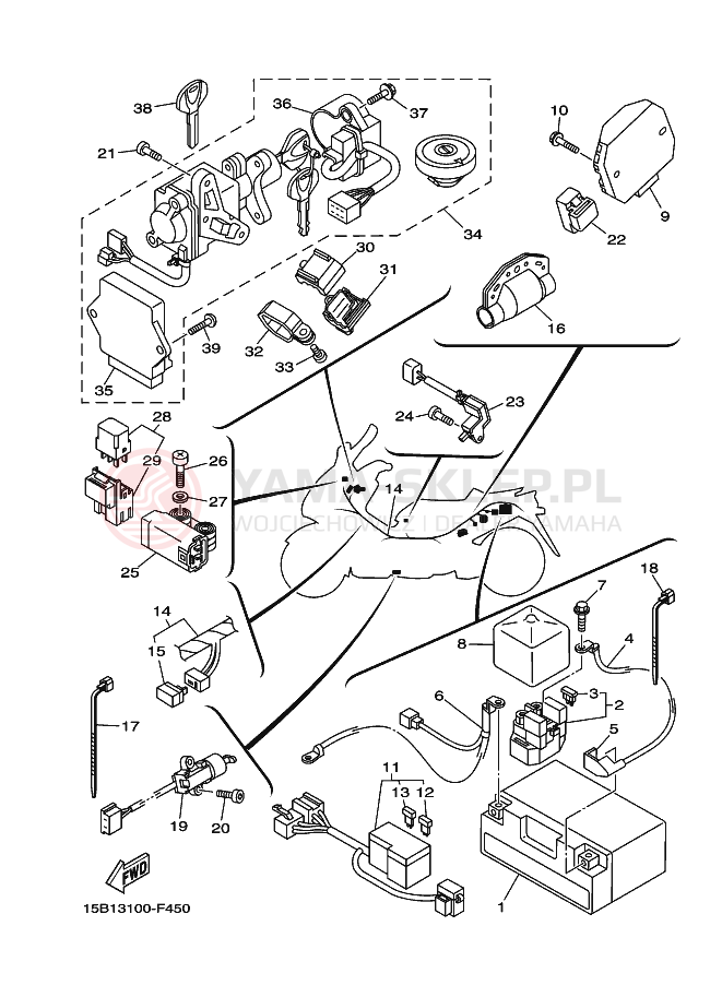 Schemat "układ elektryczny" do Yamaha TMAX
