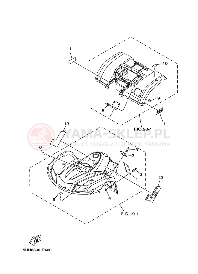 Schemat "naklejki" do Yamaha BRUIN 4WD