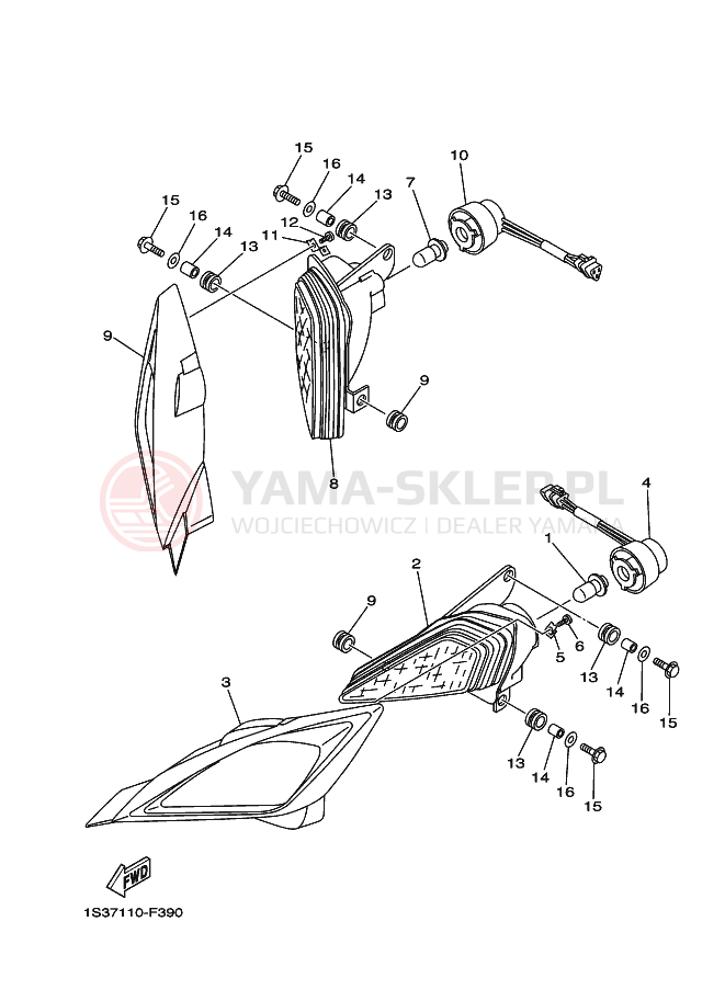 Schemat "Lampa przód" do Yamaha RAPTOR 700R