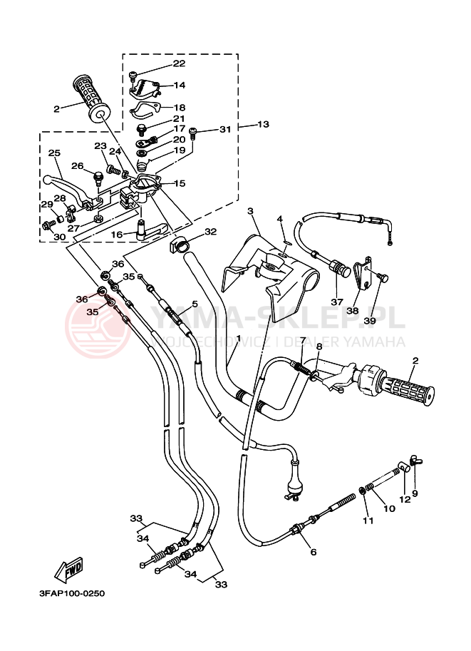 Schemat "Kierownica i osprzęt" do Yamaha BREEZE