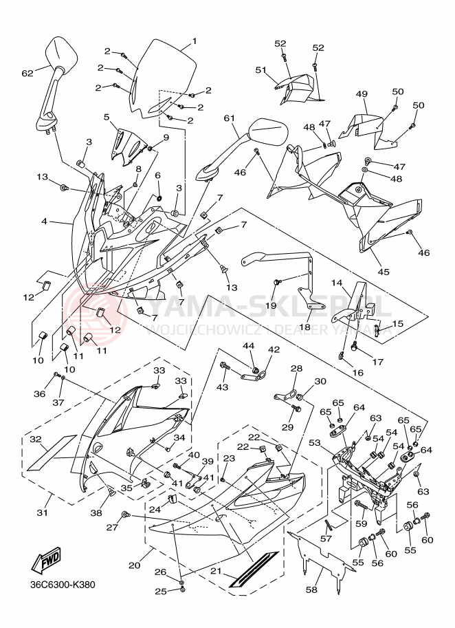 Schemat "elementy nadwozia" do Yamaha XJ6 DIVERSION ABS