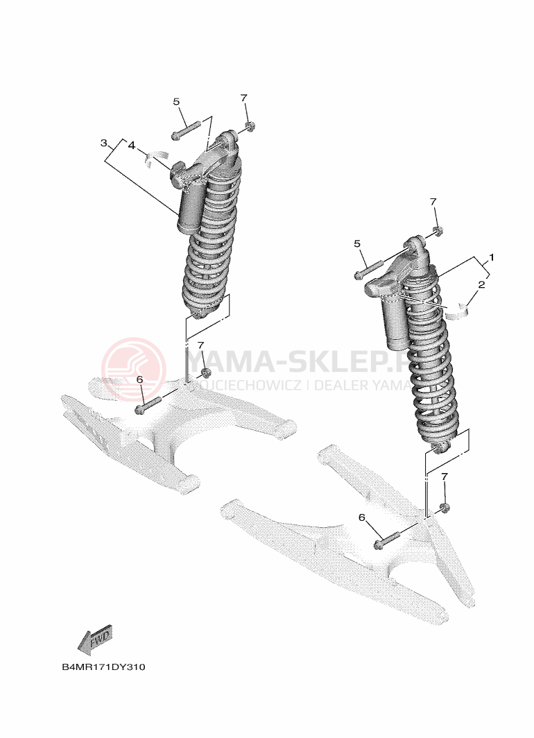 Schemat "zawieszenie tył" do Yamaha WOLVERINE RMAX2 1000 LE