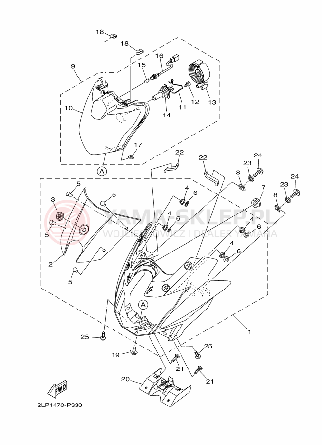 Schemat "Lampa przód" do Yamaha YC125-5