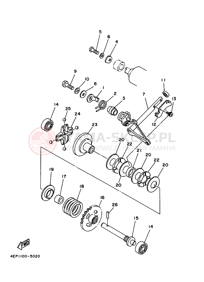 Schemat "Dźwignia zmiany biegów" do Yamaha YZ125