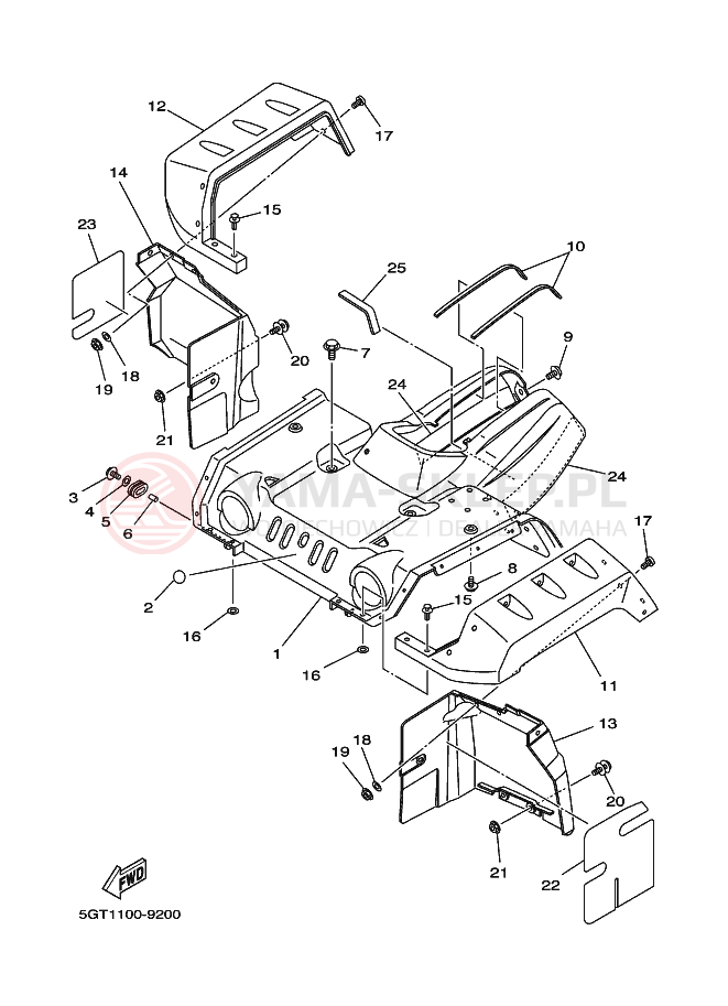 Schemat "Przedni błotnik" do Yamaha YFM600FWA