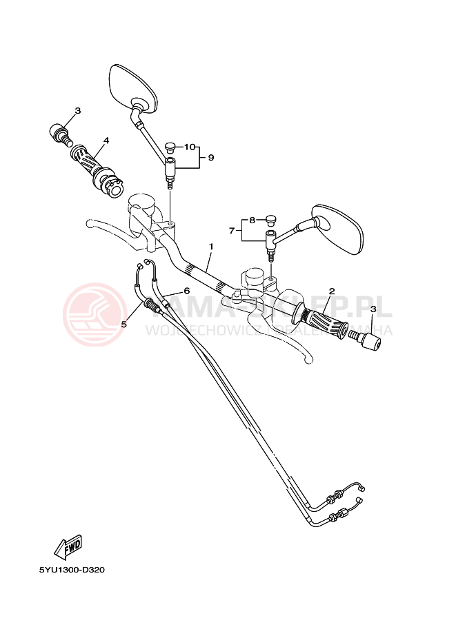 Schemat "Kierownica i osprzęt" do Yamaha MT01