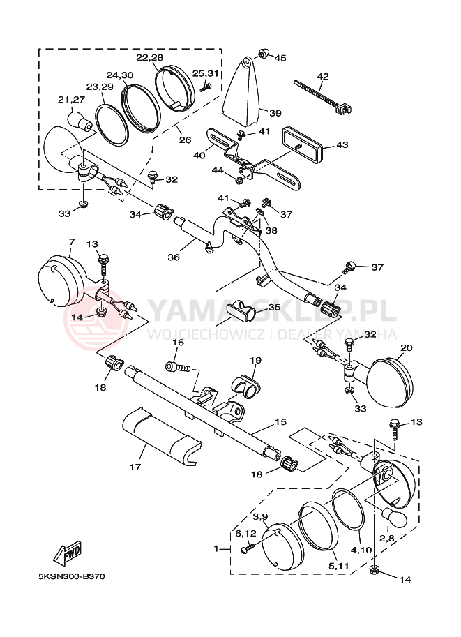 Schemat "kierunkowskazy" do Yamaha XVS1100A DRAGSTAR 1100 CLASSIC