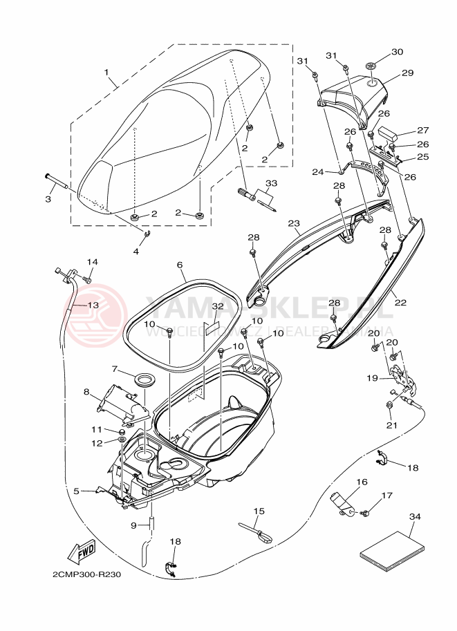 Schemat "siedzenie" do Yamaha TRICITY 125
