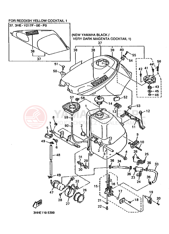 Schemat "zbiornik paliwa" do Yamaha FZR600 FZR600RG GENESIS