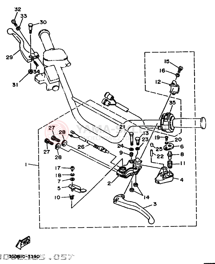 Schemat "Kierownica i osprzęt" do Yamaha WARRIOR