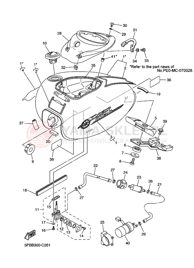 Schemat "zbiornik paliwa" do Yamaha XVS1100 DRAGSTAR 1100
