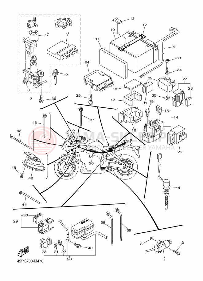 Schemat "układ elektryczny" do Yamaha FZ8-S