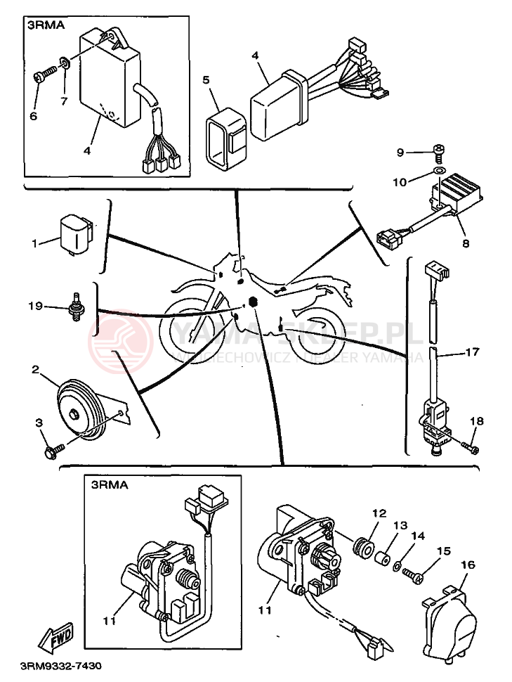 Schemat "układ elektryczny" do Yamaha DT125R