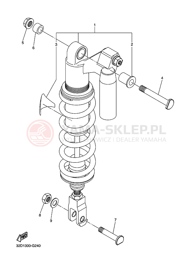 Schemat "zawieszenie tył" do Yamaha WR250R