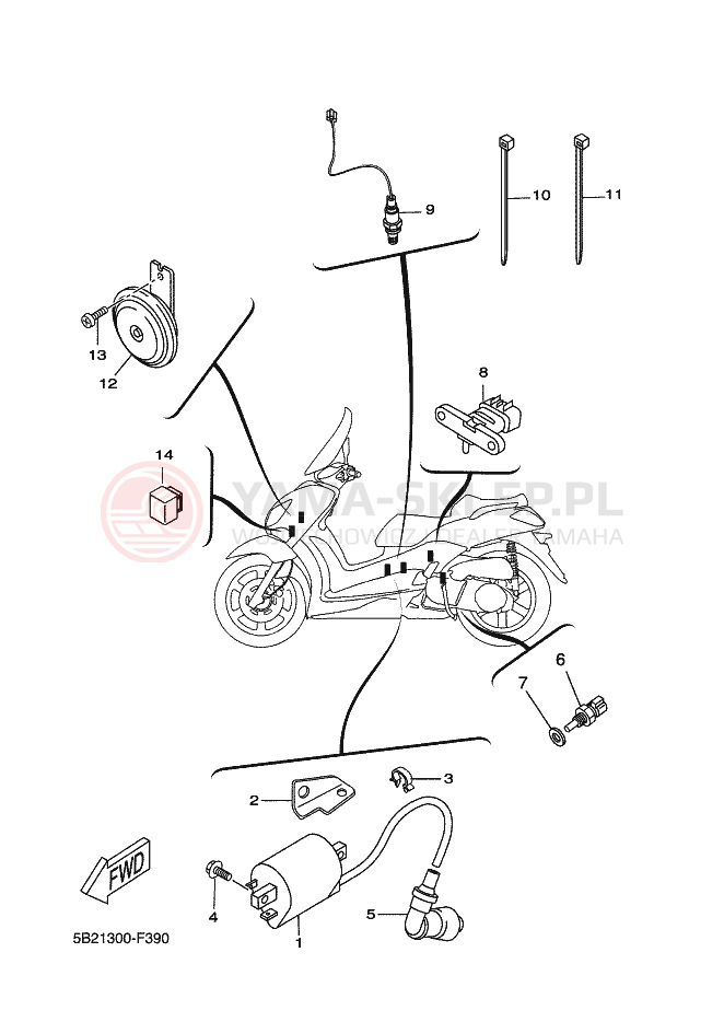 Schemat "układ elektryczny" do Yamaha XCITY