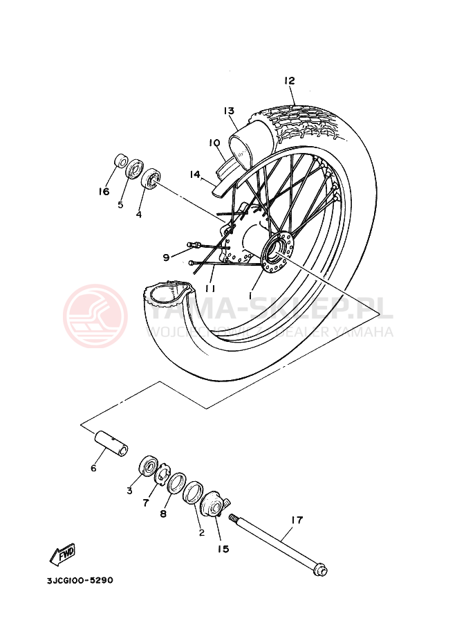 Schemat "Koło przód" do Yamaha XV500 VIRAGO
