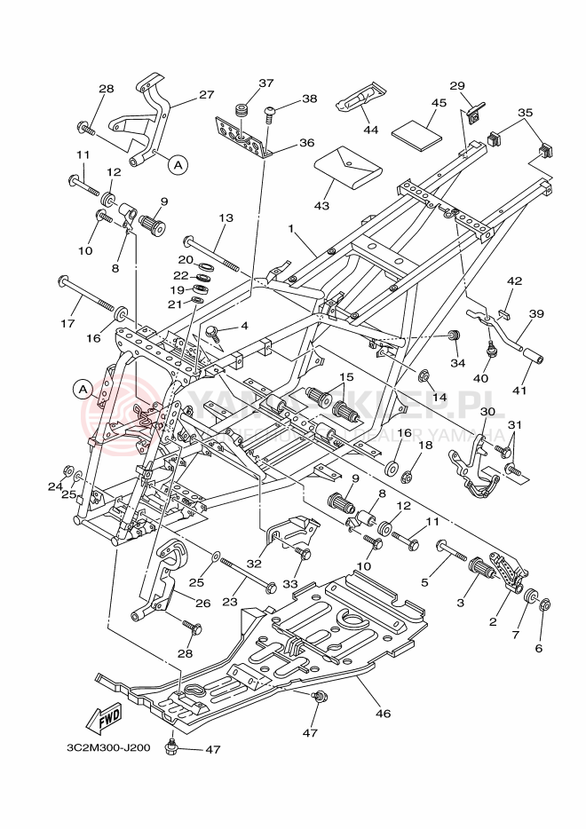 Schemat "rama" do Yamaha WOLVERINE 4WD