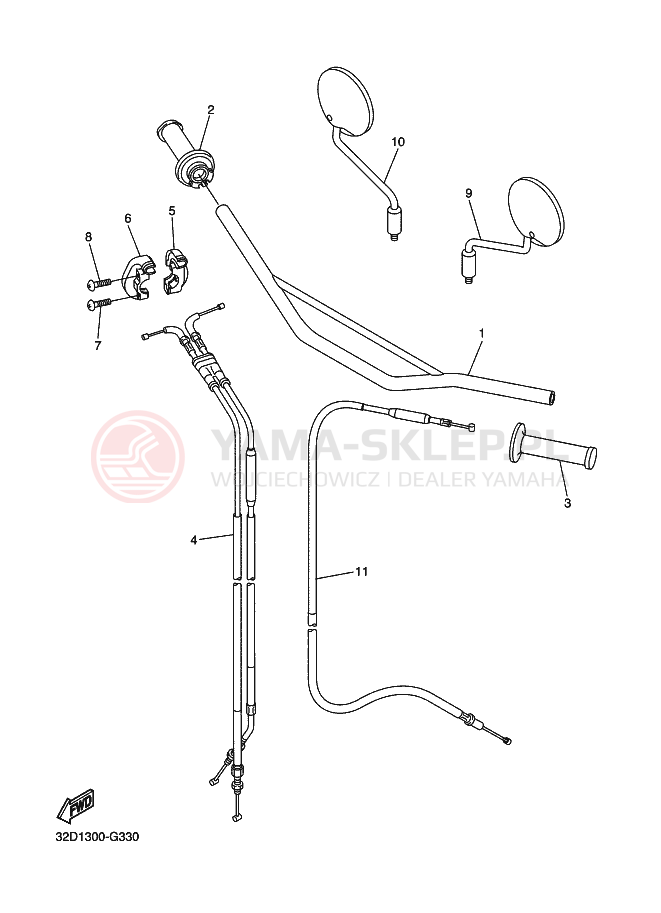 Schemat "Kierownica i osprzęt" do Yamaha WR250X