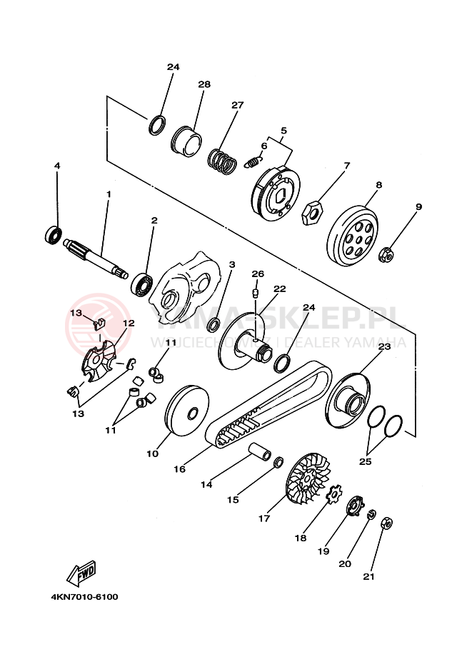 Schemat "sprzęgło" do Yamaha BA50N GEAR