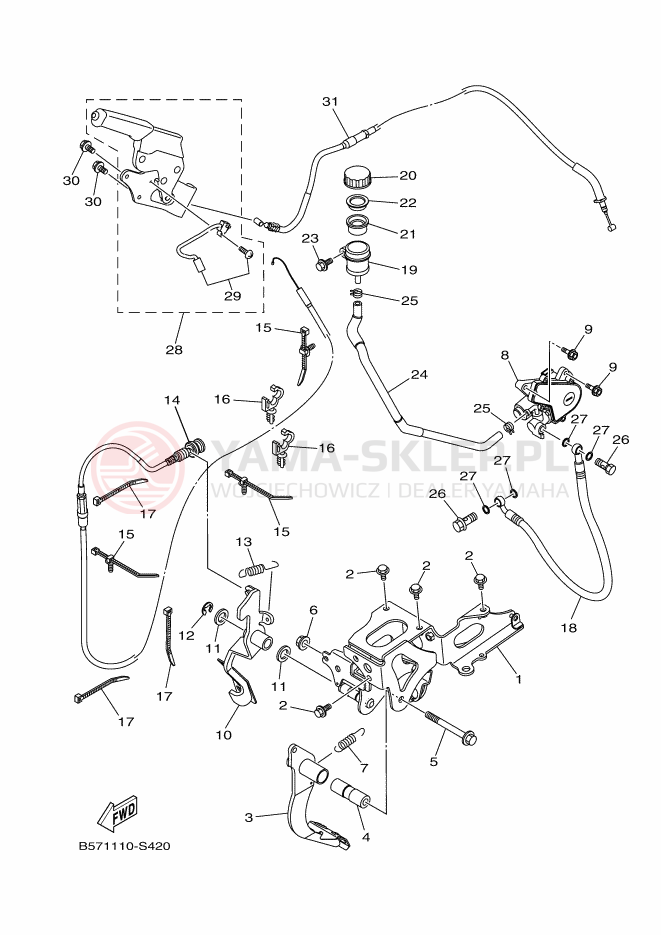 Schemat "PEDAL WIRE" do Yamaha YXZ1000R SS