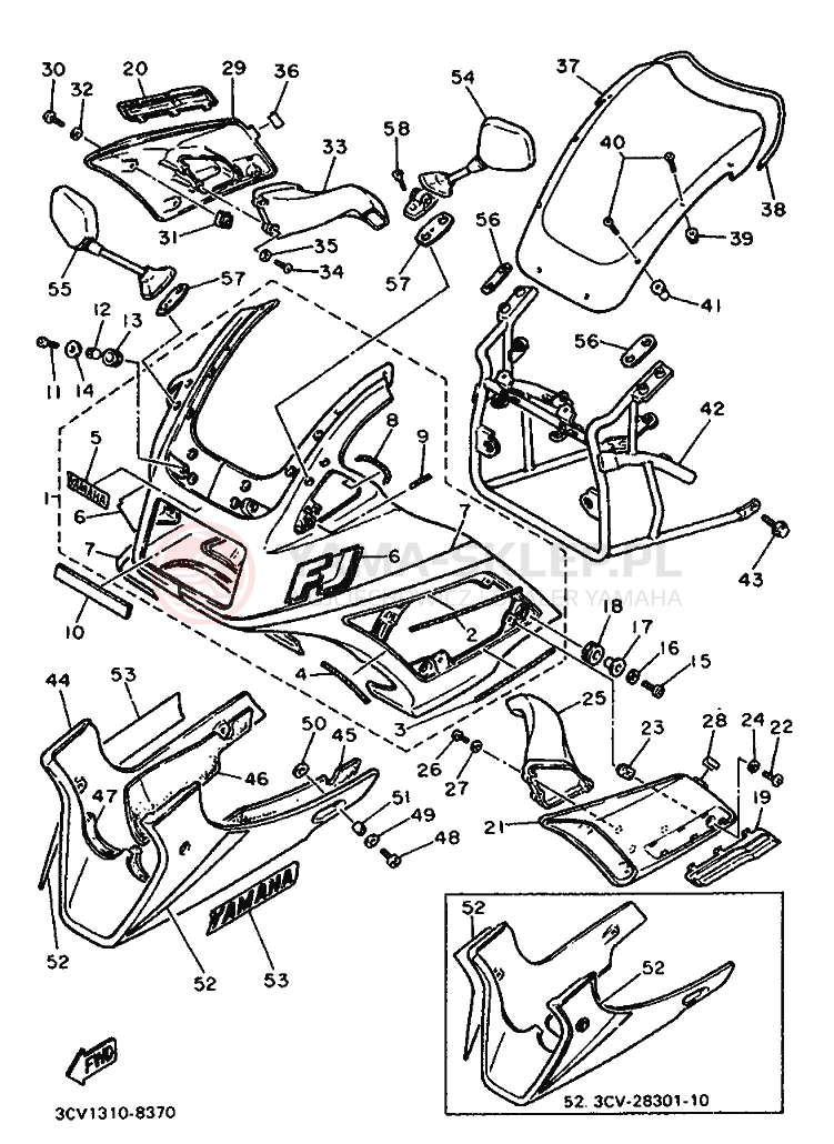 Schemat "elementy nadwozia" do Yamaha FJ1200