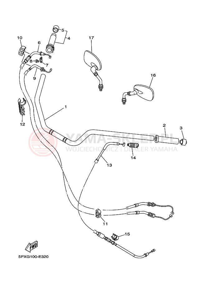 Schemat "Kierownica i osprzęt" do Yamaha ROADSTAR WARRIOR