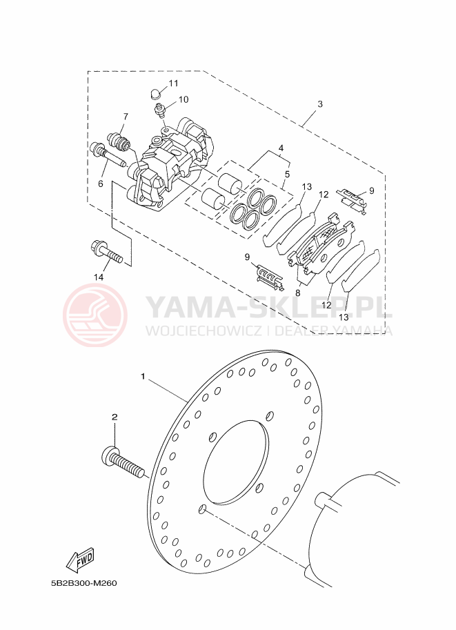 Schemat "Zacisk hamulcowy tylny" do Yamaha VP250
