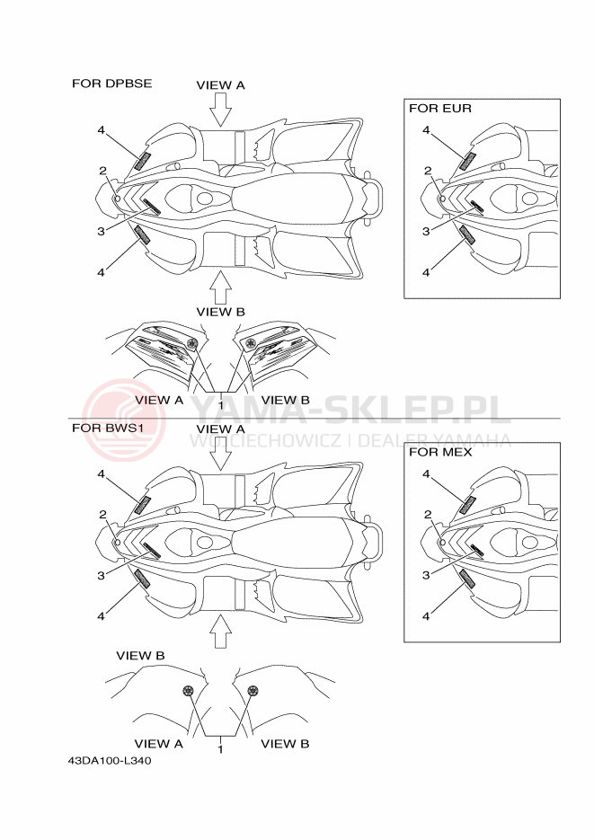 Schemat "Naklejki" do Yamaha YFM90R