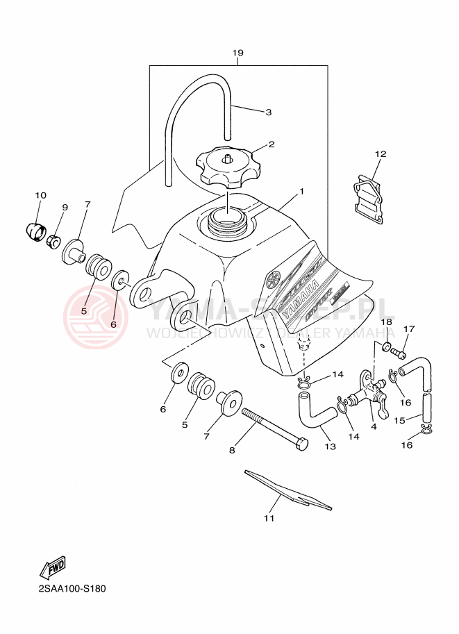 Schemat "zbiornik paliwa" do Yamaha PW50