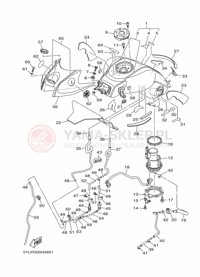 Schemat "zbiornik paliwa" do Yamaha MT01S