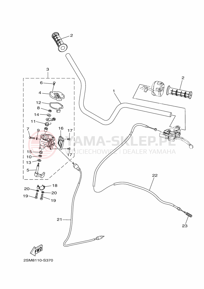 Schemat "Kierownica i osprzęt" do Yamaha KODIAK 700 EPS