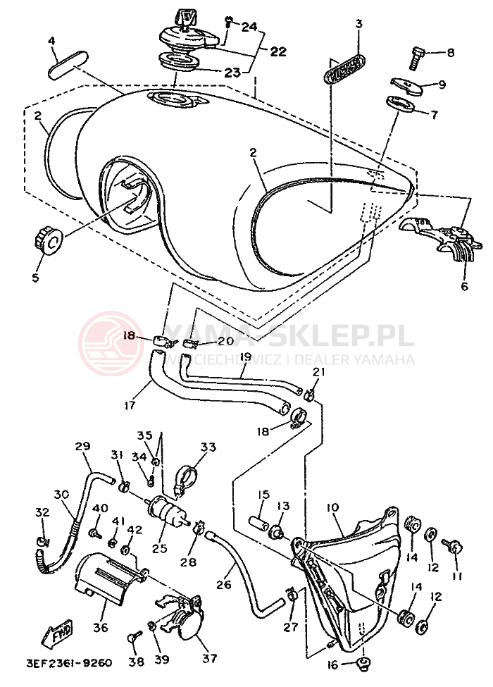 Schemat "zbiornik paliwa" do Yamaha XV1100 VIRAGO