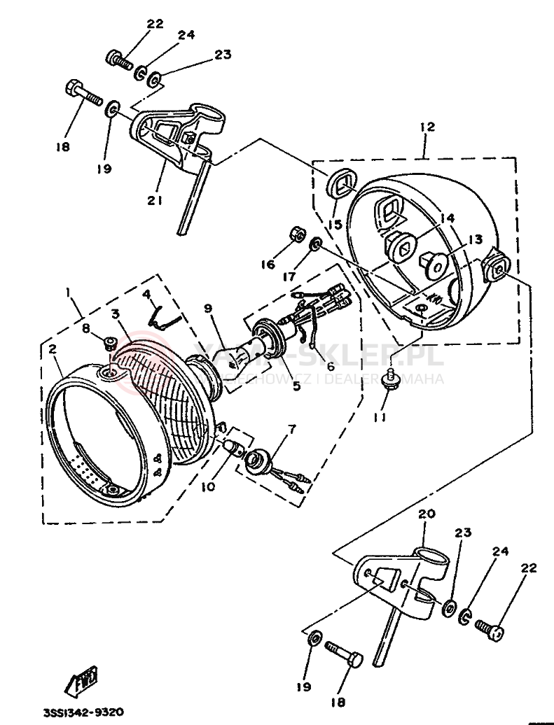 Schemat "Lampa przód" do Yamaha DT125MX