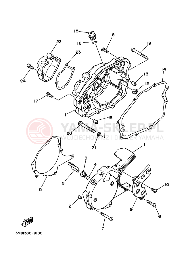 Schemat "Pokrywa silnika" do Yamaha DT125RE
