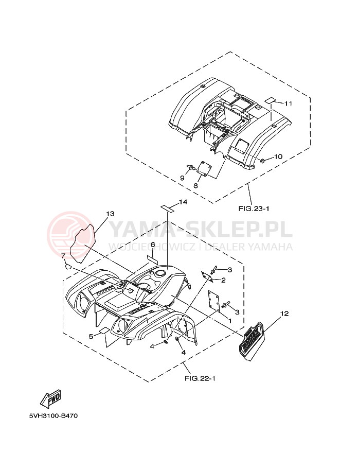 Schemat "naklejki" do Yamaha KODIAK 2WD