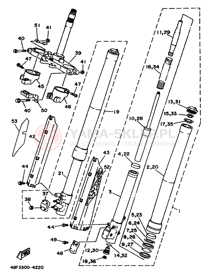 Schemat "Amortyzatory przód" do Yamaha WR200R