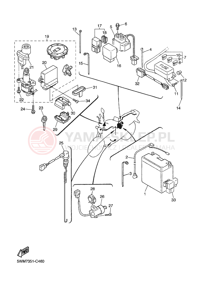 Schemat "układ elektryczny" do Yamaha XJR1300
