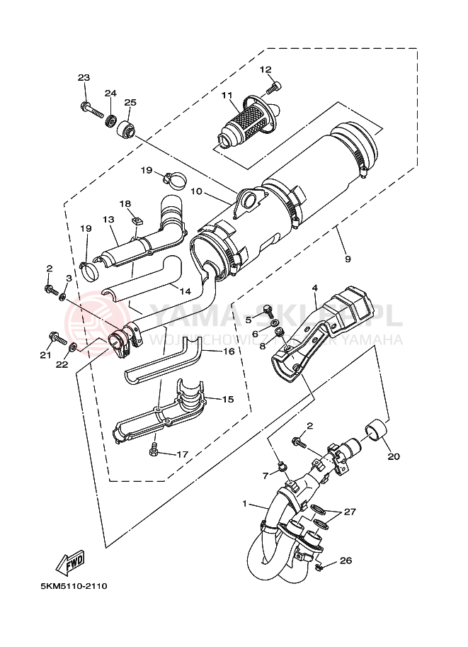 Schemat "Wydech końcowy" do Yamaha GRIZZLY