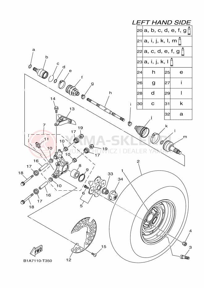 Schemat "Koło tył" do Yamaha GRIZZLY 700 EPS