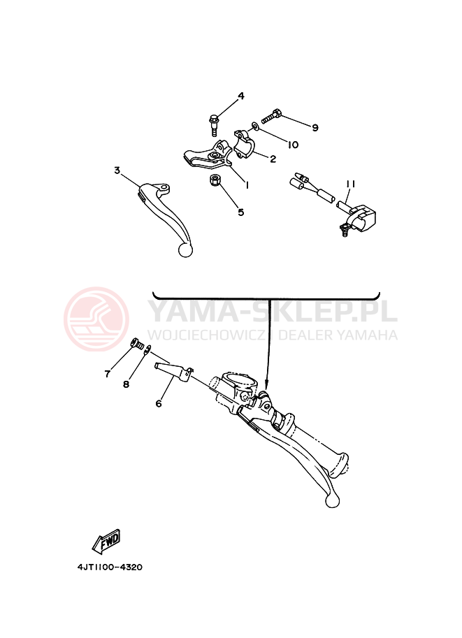 Schemat "Kierownica i osprzęt" do Yamaha TZ125