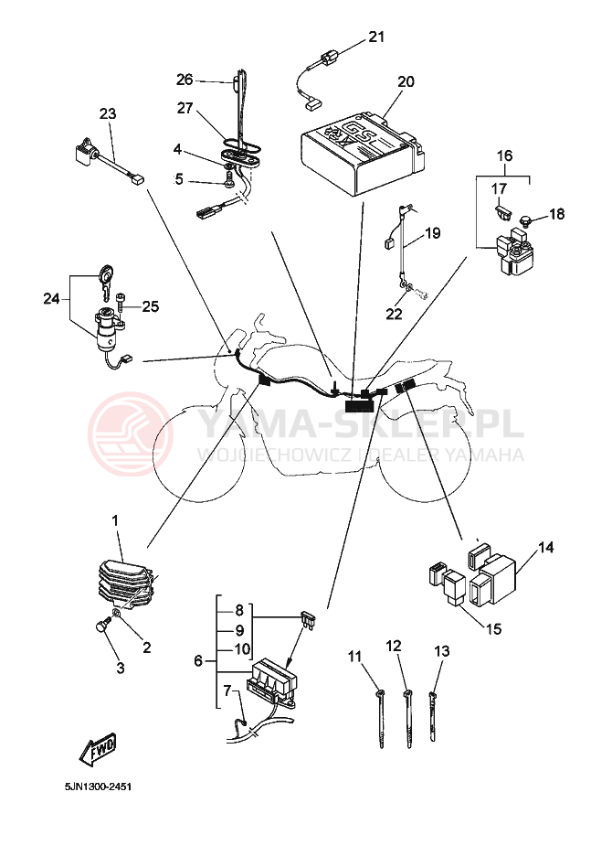 Schemat "układ elektryczny" do Yamaha BT1100