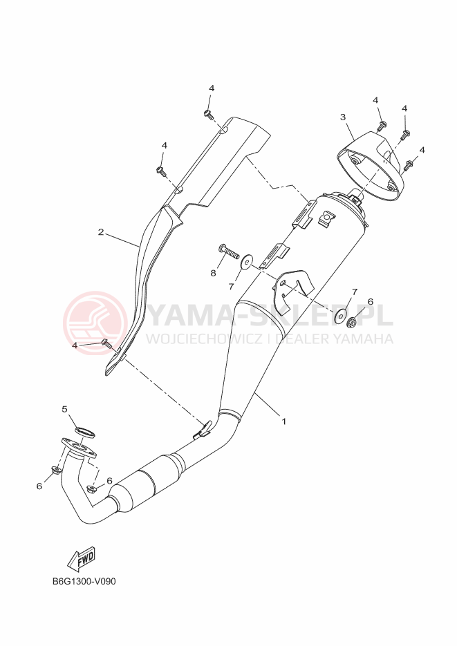 Schemat "Wydech końcowy" do Yamaha MT-125