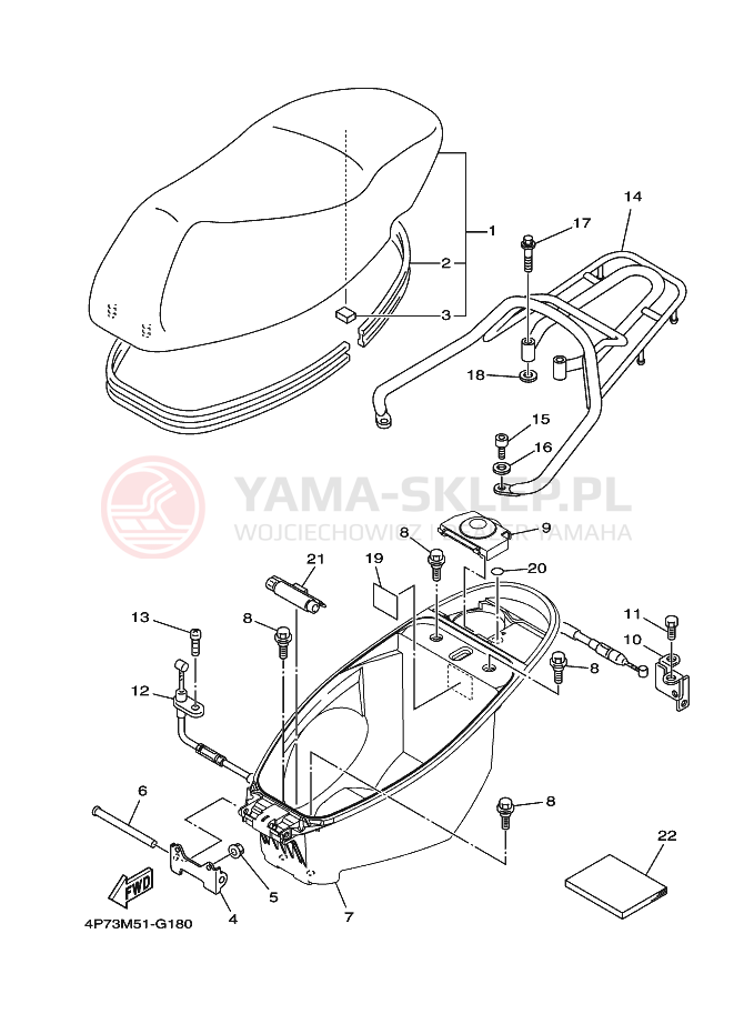 Schemat "siedzenie" do Yamaha XC125E