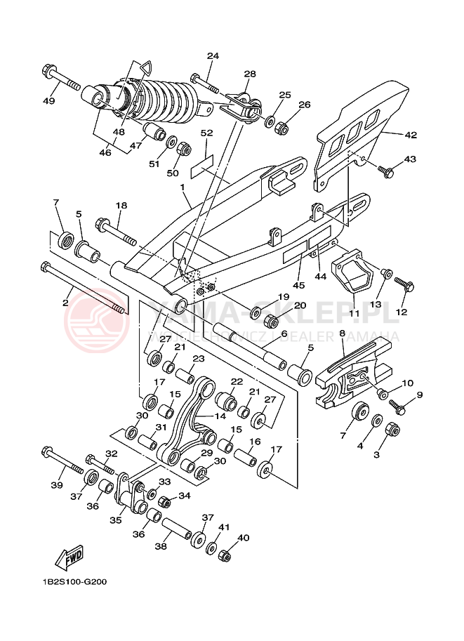 Schemat "wahacz, zawieszenie tył" do Yamaha TT-R125LWE