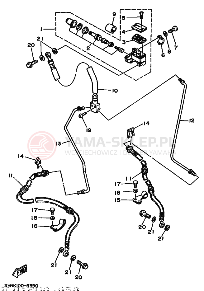 Schemat "Pompa hamulcowa przednia" do Yamaha BIG BEAR 350