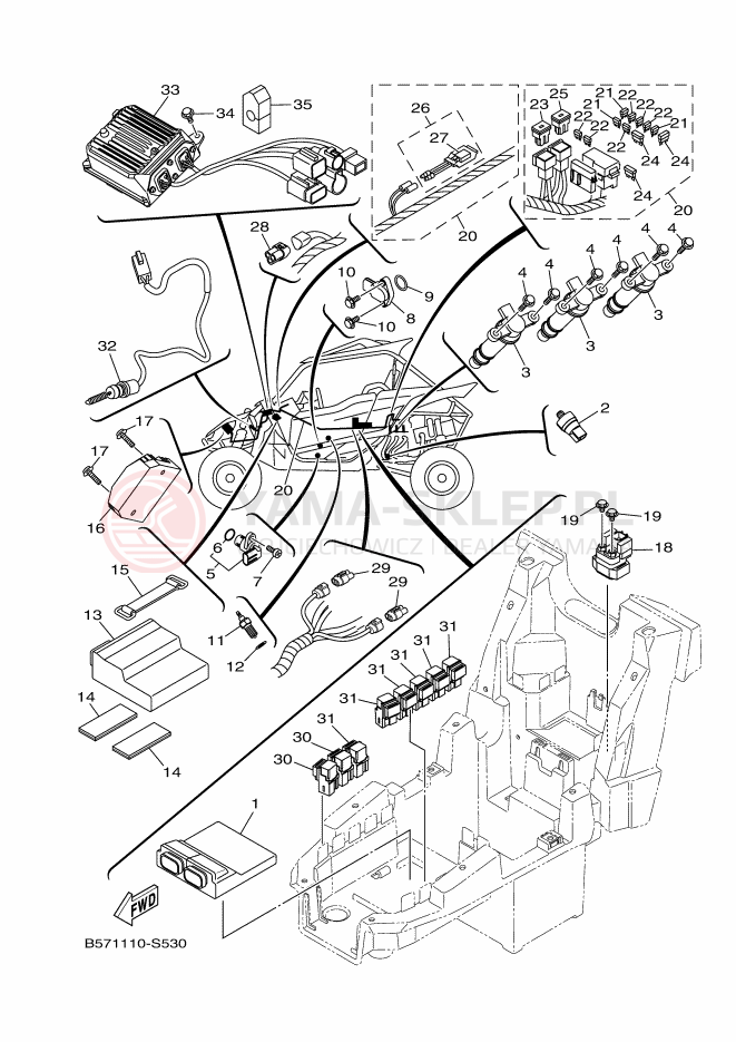 Schemat "układ elektryczny" do Yamaha YXZ1000R SS