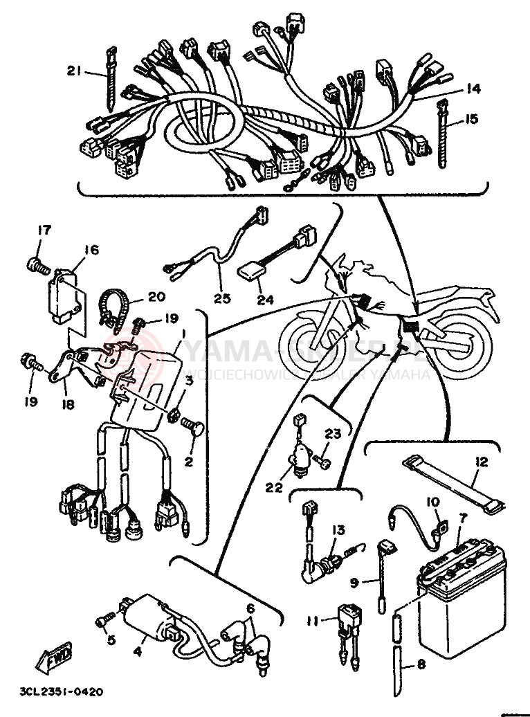 Schemat "układ elektryczny" do Yamaha TDR250