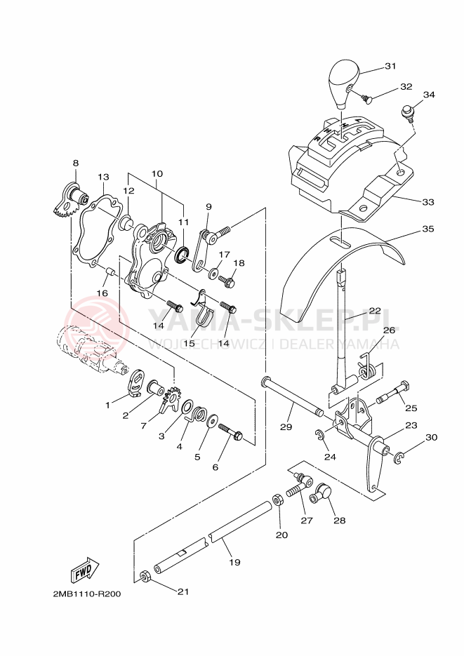 Schemat "Dźwignia zmiany biegów, wałek" do Yamaha WOLVERINE R
